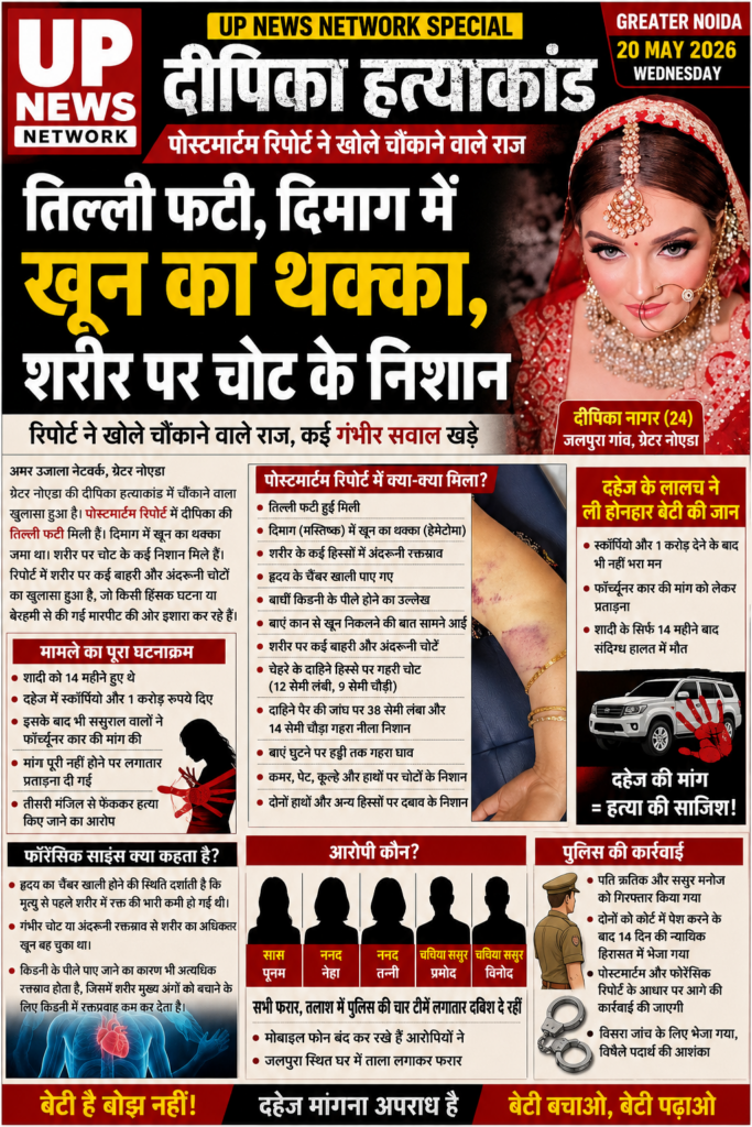 ग्रेटर नोएडा दीपिका हत्याकांड: पोस्टमार्टम रिपोर्ट में कई गंभीर चोटों का खुलासा