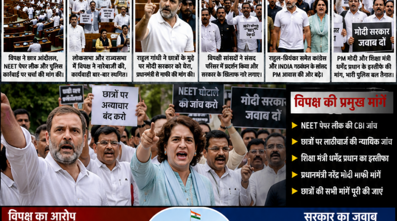 Rahul Gandhi PM House Protest के दौरान राहुल गांधी, प्रियंका गांधी वाड्रा और INDIA गठबंधन के सांसद संसद से प्रधानमंत्री आवास तक विरोध मार्च करते हुए।
