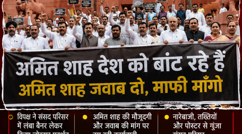 Parliament Opposition Protest Amit Shah: संसद में अमित शाह को लेकर विपक्ष का बैनर प्रदर्शन