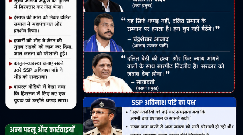 मेरठ SSP अविनाश पांडे थप्पड़ विवाद के बीच कानून-व्यवस्था संभालते हुए SSP अविनाश पांडे की तस्वीर।