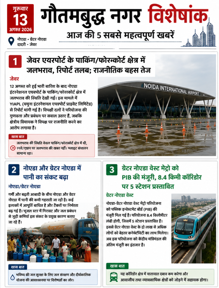 Gautam Buddh Nagar News: Jewar Airport and Greater Noida West Metro